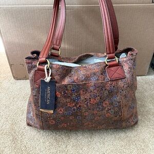 American Brown Floral Shoulder Bag
